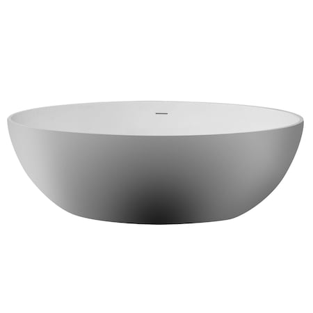 Alfi Brand 67" White Oval Solid Surface Smooth Resin Soaking Bathtub AB9941